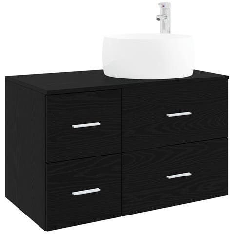 Set di mobili per il bagno 2 pz Rovere Nero - Foto 1
