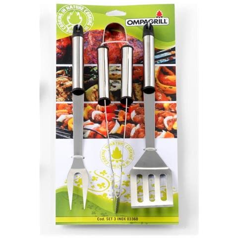 Utensili per Barbecue in Acciaio Set 3 Pezzi - Foto 4