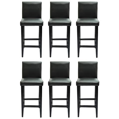 Set Di 6 Sgabelli Da Bar Moderni In Pelle Artificiale Nera - Foto 1