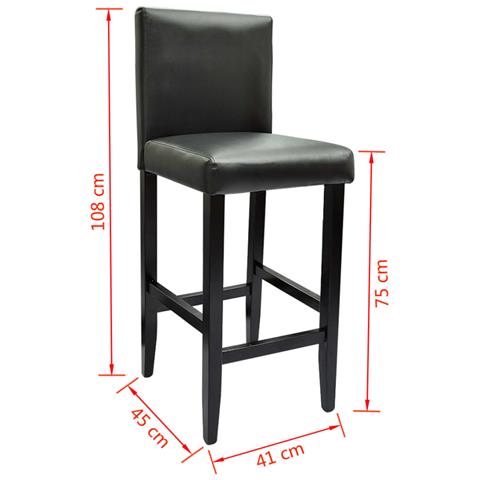 Set Di 6 Sgabelli Da Bar Moderni In Pelle Artificiale Nera - Foto 2