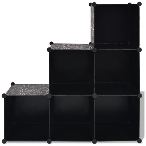 Armadio Salvaspazio A Cubo Con 6 Scomparti Nero - Foto 2