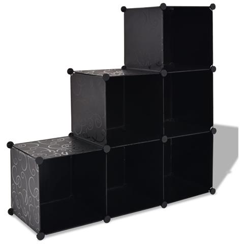 Armadio Salvaspazio A Cubo Con 6 Scomparti Nero - Foto 1