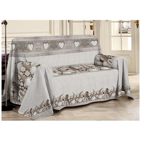 Telo Arredo Linea Pensieri Delicati In 100% Cotone Disegno Gnomi Colore Beige Singolo Beige - Foto 4