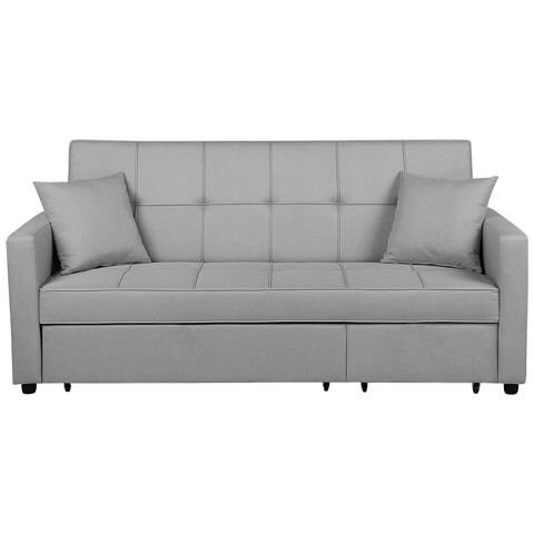 Divano Letto 3 Posti In Tessuto Grigio Chiaro Glomma - Foto 17