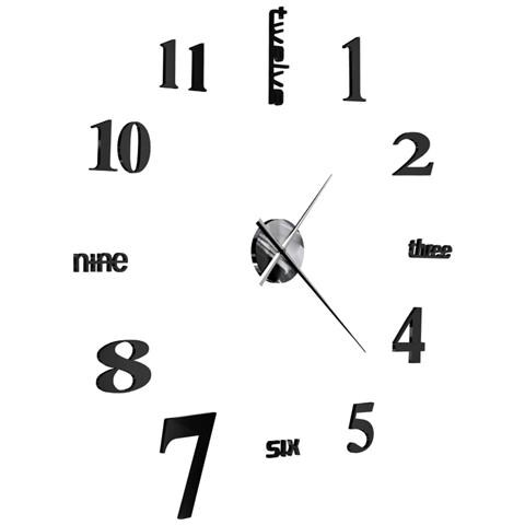 Orologio Da Parete 3d In Stile Moderno 100cm Xxl Nero - Foto 3