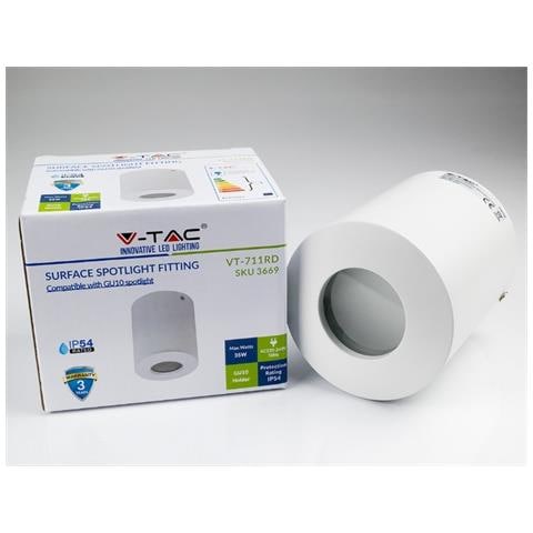 V-tac Vt-711rd Portafaretto Da Soffitto Rotondo In Metallo Bianco Per Lampade Gu10-gu5.3 - Sku 3669 - Foto 2