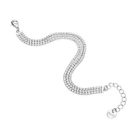 Bracciale Multifilo In Metallo Rodiato Con Strass Per Donna - Foto 2