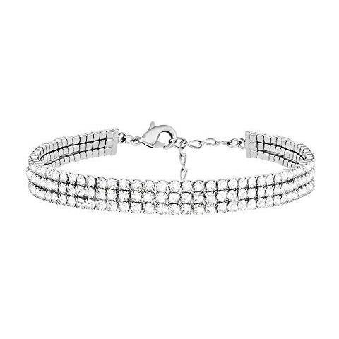 Bracciale Multifilo In Metallo Rodiato Con Strass Per Donna - Foto 1