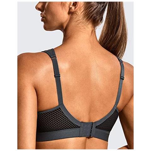 Allenamento Di Donne Gym Support Bounce Control Plus Size High Impact Reggiseno Sportivo Wirefree Nero Grigio-1 32b - Foto 4