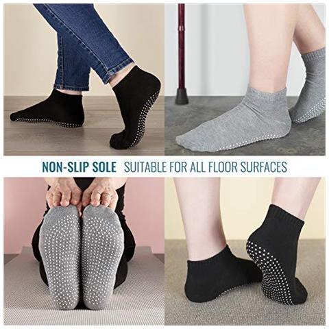 3 X Paia Di Slittamento Non Yoga Pilates Socks Di Arti Marziali Fitness Danza Barre Antiscivolo Antiscivolo Le Dita Dei Piedi Completa Della Caviglia Caduta Prevenzione Grip Calzini Sox Uk 4-9 Eu 37-42 (nero) - Foto 2
