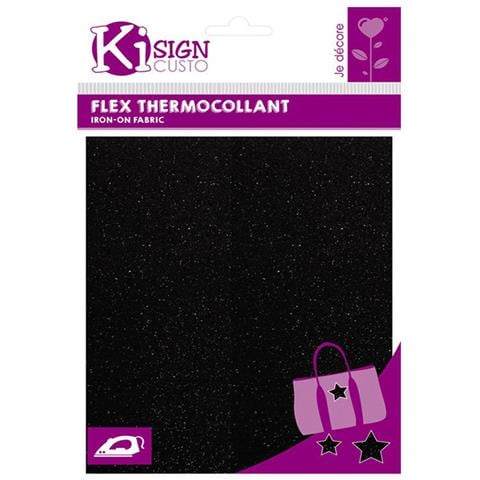 Tessuto Termoadesivo Glitterato Nero 15x20 cm - Foto 1
