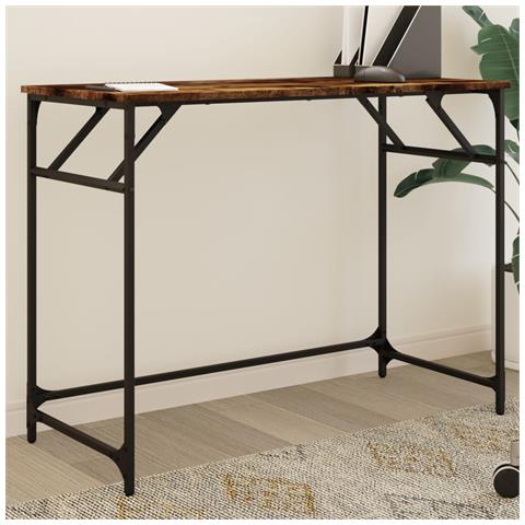 Scrivania Fumo 100x45x76cm Legno E Acciaio Verniciato A Polvere - Foto 1