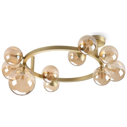Plafoniera Contemporanea Perlage Metallo Ottone 10 Luci G9 15w 3000k Ip20 - Foto 1