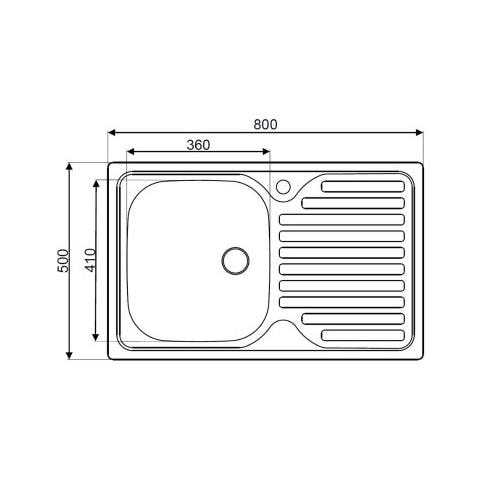 Lavello Appoggio 1 Vasche Dimensioni 80 x 50 cm Acciaio Inox Colore Acciaio Inox - Foto 2