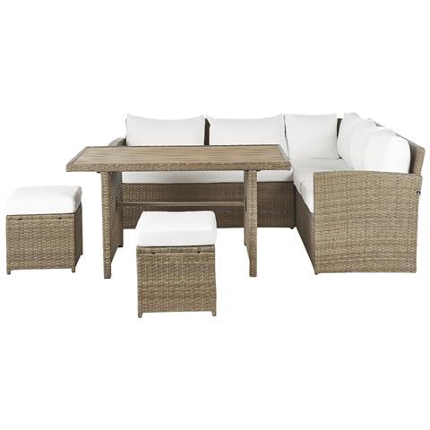 Set Da Giardino 5 Posti In Rattan Marrone Dorato E Bianco Bardi - Foto 2