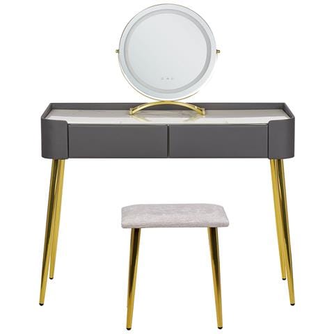 Toeletta Con Specchio E Sgabello Surin Led Grigio - Foto 2