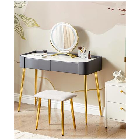 Toeletta Con Specchio E Sgabello Surin Led Grigio - Foto 7