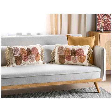 Set Di 2 Cuscini Caltha Cotone 30 X 50 Cm Astratto Trapuntato Beige - Foto 1