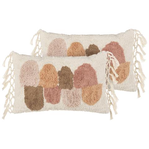 Set Di 2 Cuscini Caltha Cotone 30 X 50 Cm Astratto Trapuntato Beige - Foto 7