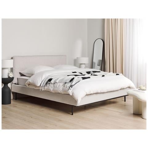 Letto Tessuto Corio 160 X 200 Cm Grigio Chiaro - Foto 1