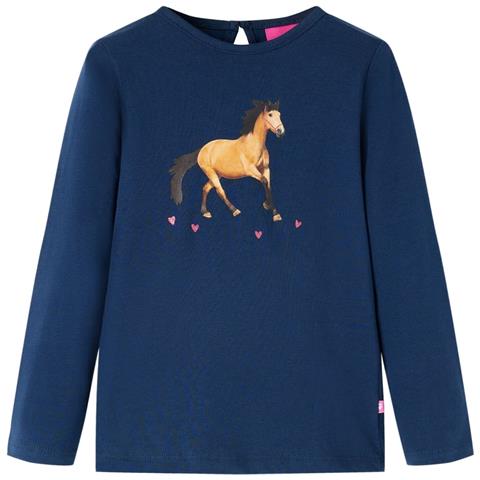 Maglietta Da Bambina A Maniche Lunghe Blu Marino 128 - Foto 1