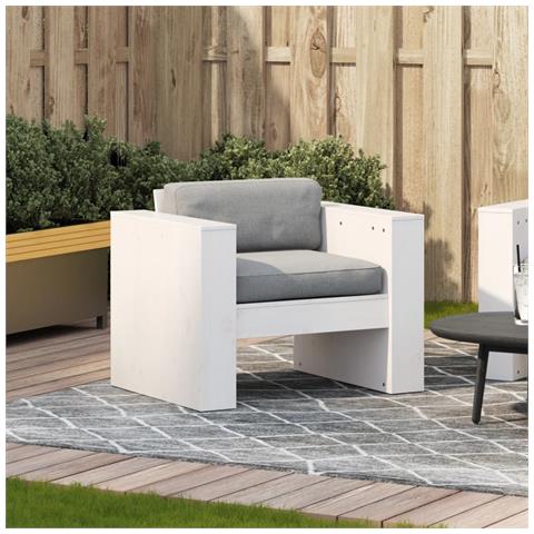 Divano da Giardino Bianco 79x60x62 cm in Legno Massello di Pino - Foto 3