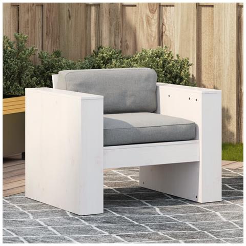 Divano da Giardino Bianco 79x60x62 cm in Legno Massello di Pino - Foto 1