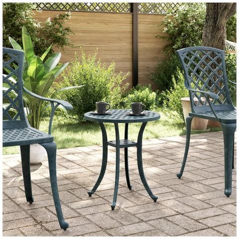 Tavolo Da Giardino Verde 48x53 Cm In Alluminio Pressofuso - Foto 3