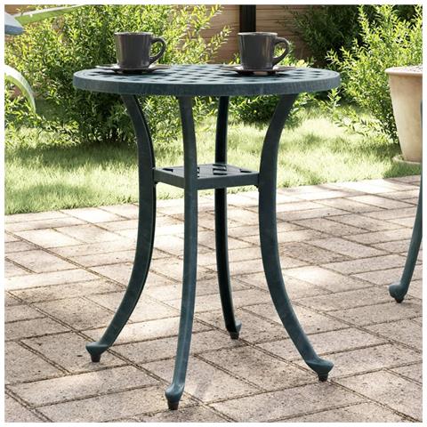 Tavolo Da Giardino Verde 48x53 Cm In Alluminio Pressofuso - Foto 1