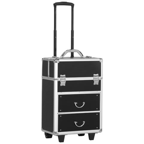 Trolley Valigetta Porta Trucchi Professionale, Blocco Con 2 Chiavi E Ruote, Nero 36x23x52cm - Foto 1
