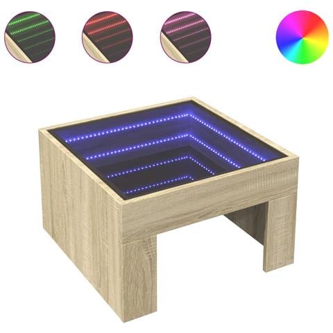 Tavolino Da Salotto Con Led Infinity Rovere Sonoma 50x50x30 Cm - Foto 2