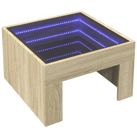 Tavolino Da Salotto Con Led Infinity Rovere Sonoma 50x50x30 Cm - Foto 3