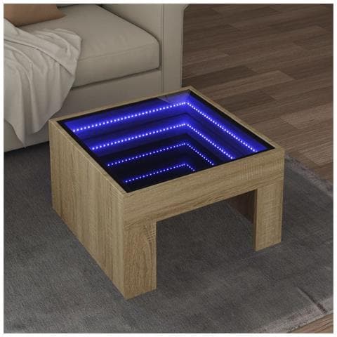 Tavolino Da Salotto Con Led Infinity Rovere Sonoma 50x50x30 Cm - Foto 1
