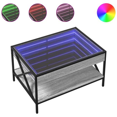 Tavolino Da Salotto Con Led Infinity Grigio Sonoma 70x50x38 Cm - Foto 2