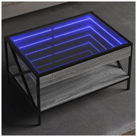 Tavolino Da Salotto Con Led Infinity Grigio Sonoma 70x50x38 Cm - Foto 1