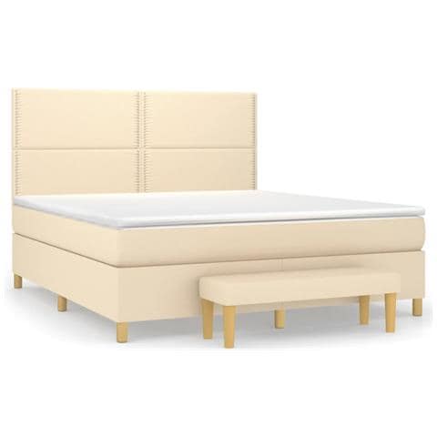 Giroletto A Molle Con Materasso Crema 180x200 Cm In Tessuto - Foto 1