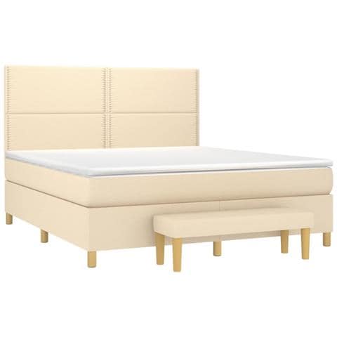Giroletto A Molle Con Materasso Crema 180x200 Cm In Tessuto - Foto 2