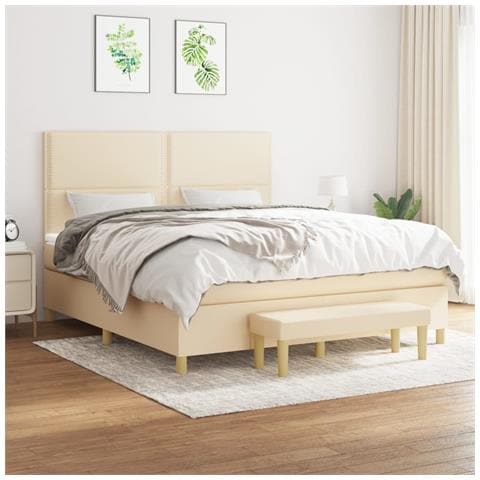 Giroletto A Molle Con Materasso Crema 180x200 Cm In Tessuto - Foto 8