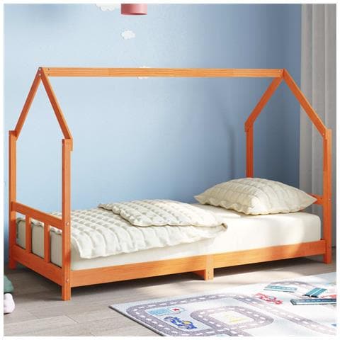 Giroletto Per Bambini Marrone Cera 90x190cm Legno Massello Pino - Foto 1