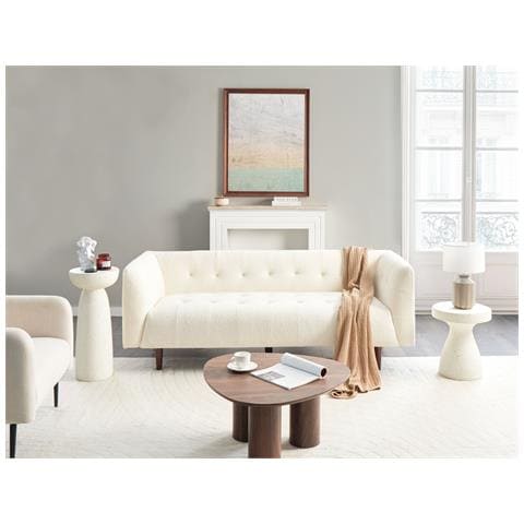 Divano 3 Posti Byske Bouclé Bianco Sporco - Foto 1