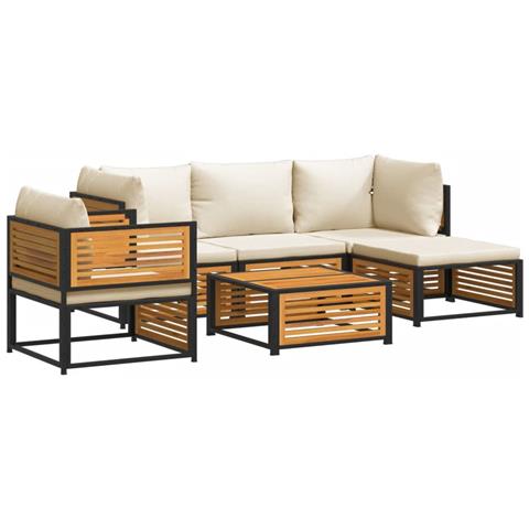 Set Divano Da Giardino 6 Pz Con Cuscini In Massello Di Acacia - Foto 2