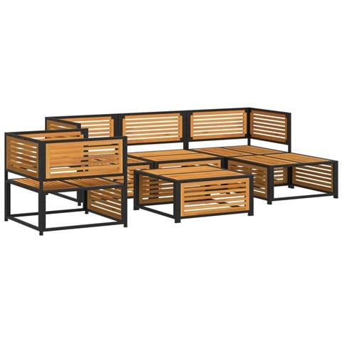 Set Divano Da Giardino 6 Pz Con Cuscini In Massello Di Acacia - Foto 3