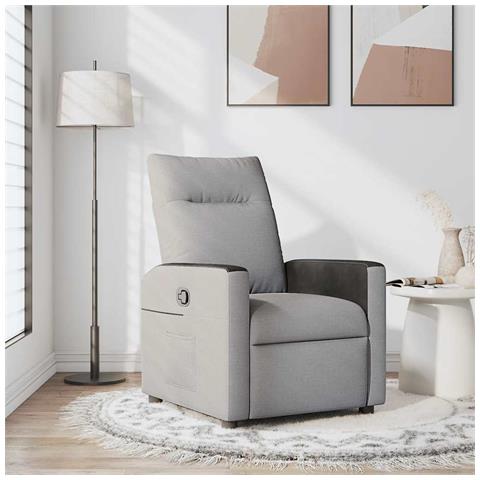 Poltrona Reclinabile In Tessuto Grigio Nuvola - Foto 1