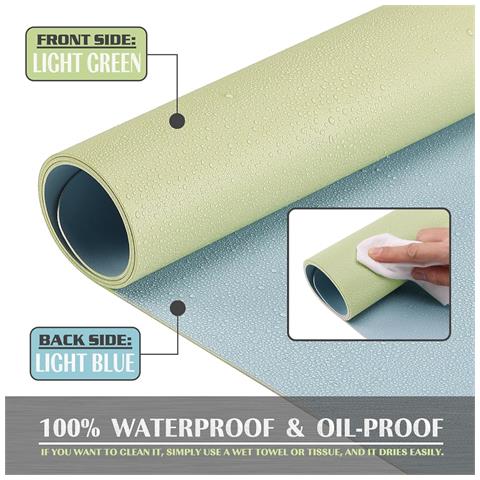 Tovaglietta Verde Chiaro In Ecopelle, 35x60cm, Eleganza E Versatilità Per La Scrivania - Foto 4