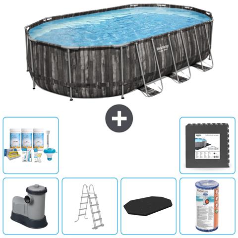 Piscina Fuori Terra - Ovale - 610x366x122 Cm - Grigio - Include Accessori Coordinati Cb31 - Foto 1