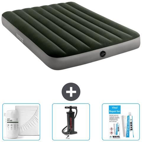 Set Materassino Gonfiabile - 191x137x25 Cm - Verde - Include Accessori Coordinati Cb3 - Foto 1