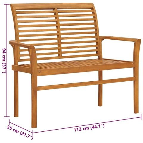 Panca Da Giardino Con Cuscino Antracite 112 Cm In Legno Di Teak - Foto 8