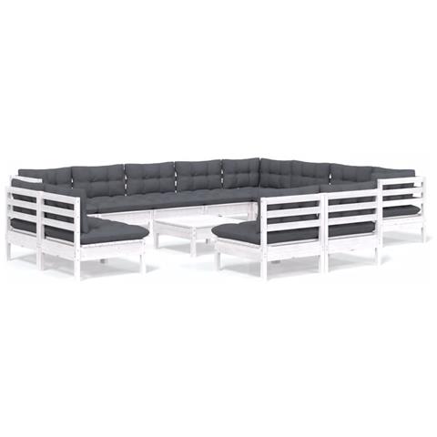 Lusso Casadino -  Set Divani Da Giardino 13 Pz Con Cuscini Bianchi Legno Di Pino - Foto 1