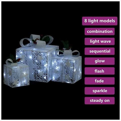 Scatole Regalo Decorative Natale 3pz Bianche Da Esterno Interni - Foto 2