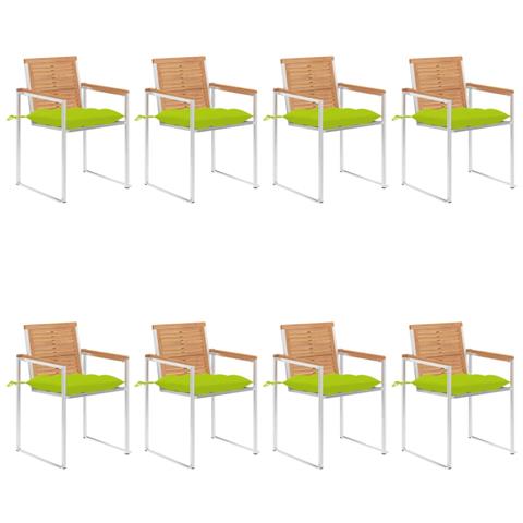 Sedie Da Giardino Con Cuscini 8 Pz In Legno Massello Di Teak - Foto 2